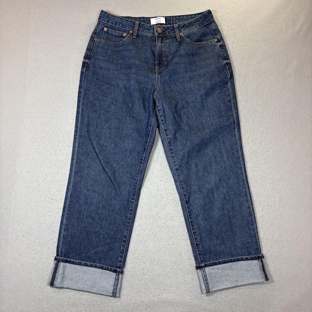Edited x Hunter McGrady Cropped Wide Leg Jeans | Cuffed Hem | Size 8